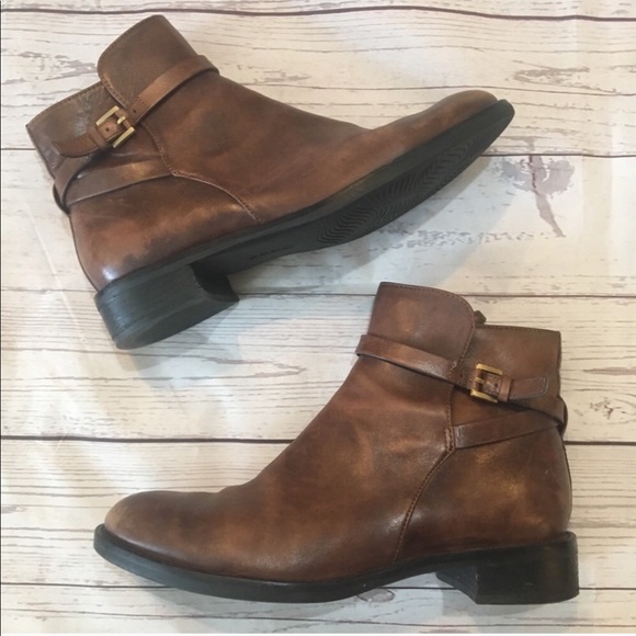 Ecco Buckle Wrap Chestnut Leather Boots - Picture 1 of 7